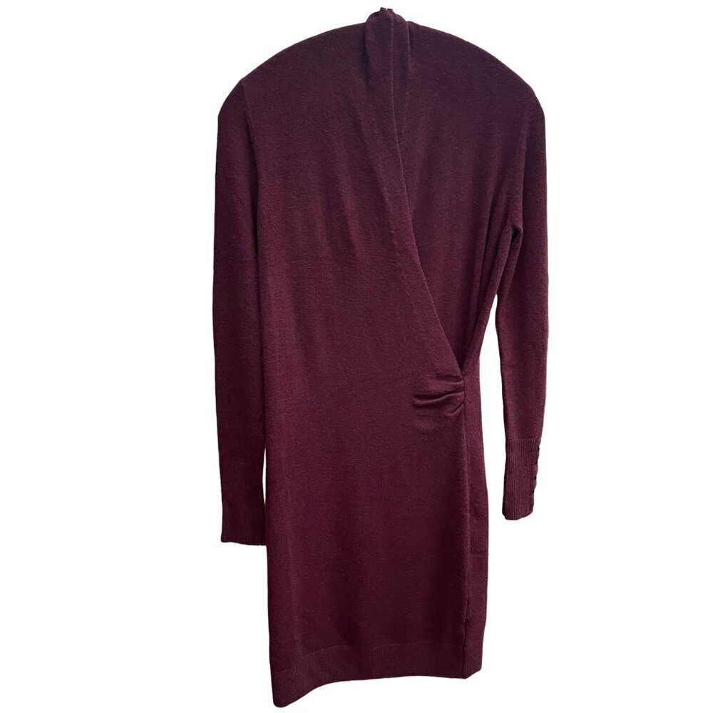Reitmans Burgandy Wine Dress Faux Wrap Surplice Neckline Midi, Winter, Size XS